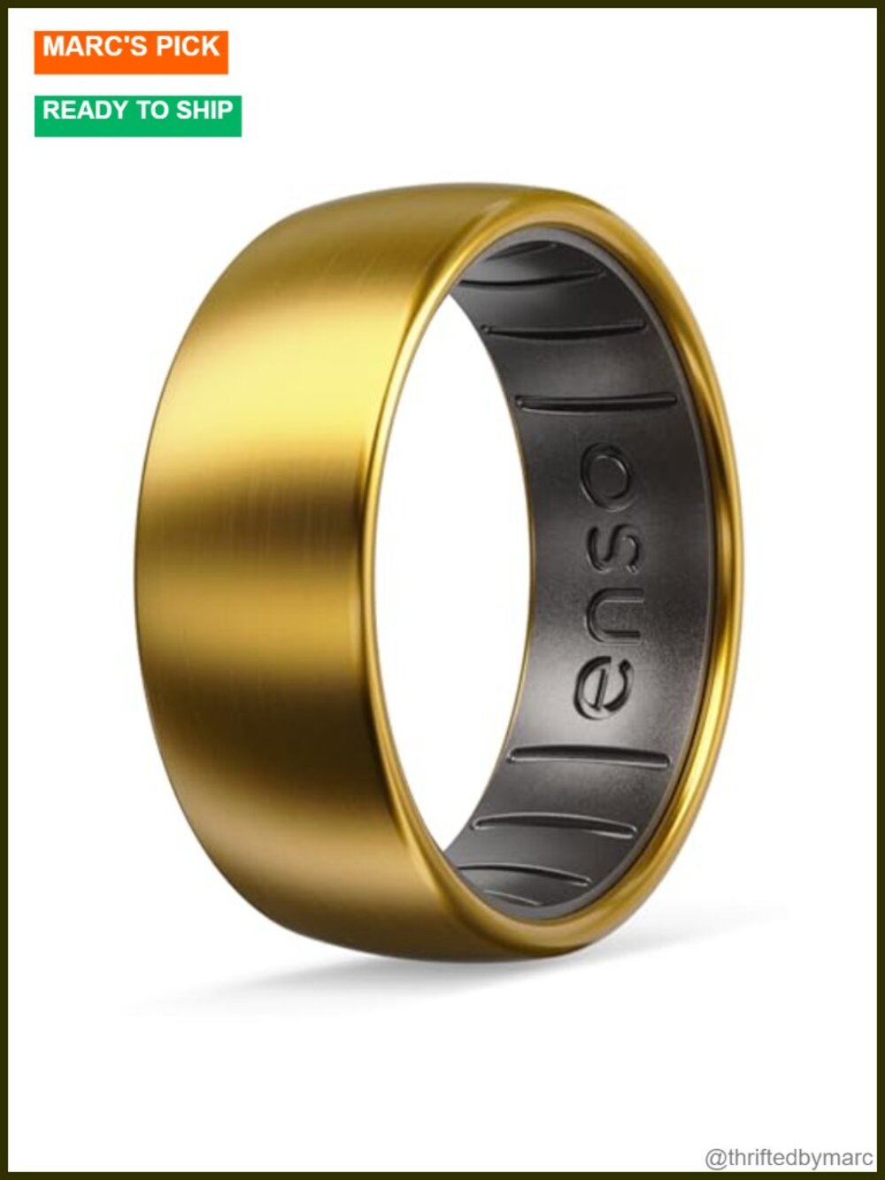 18K Gold Plated Titanium Silicone Hybrid Band Ring Size 10